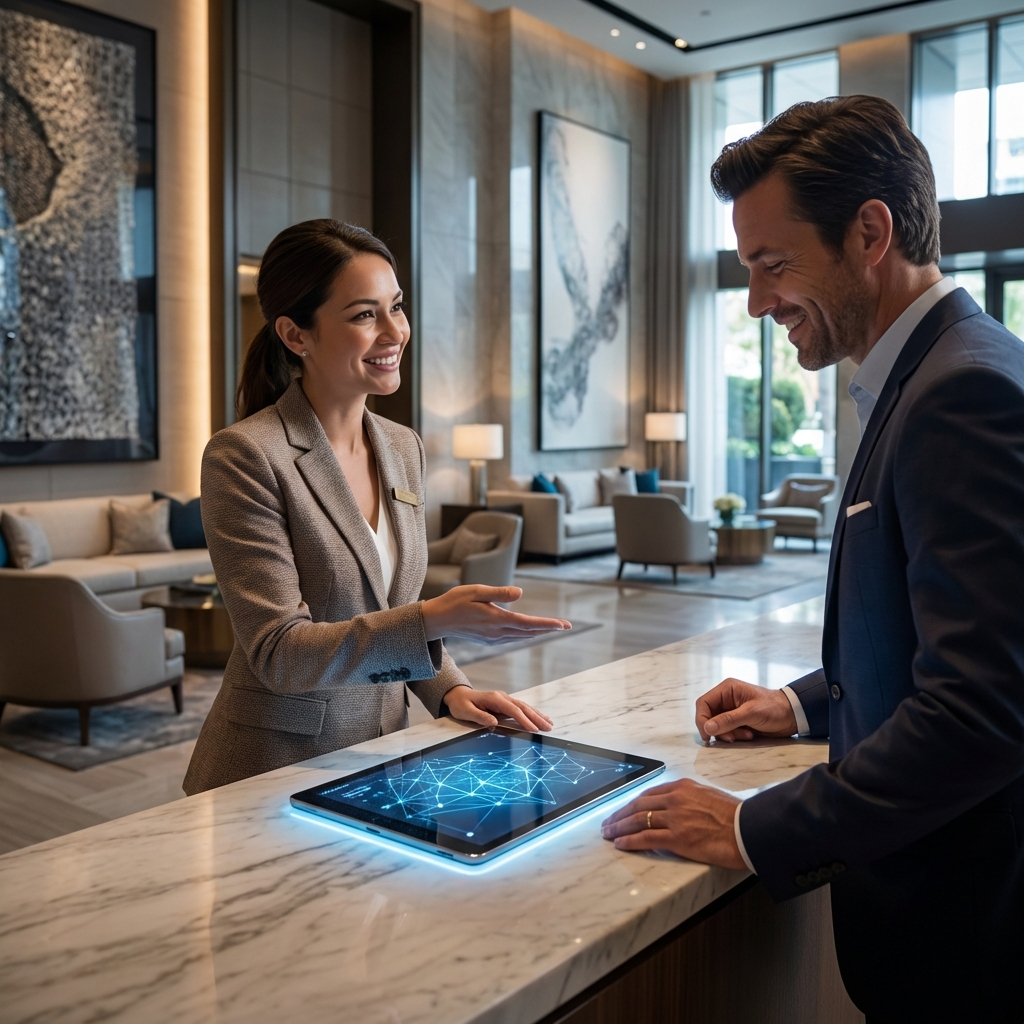 Atención al cliente de lujo asistida por IA en un hotel
